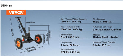 VEVOR-Chariot de Remorque à Languette Réglable